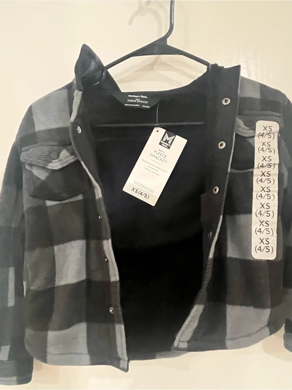 Kids Boy’s Cozy Casual Black & Gray Plaid Fleece Jacket